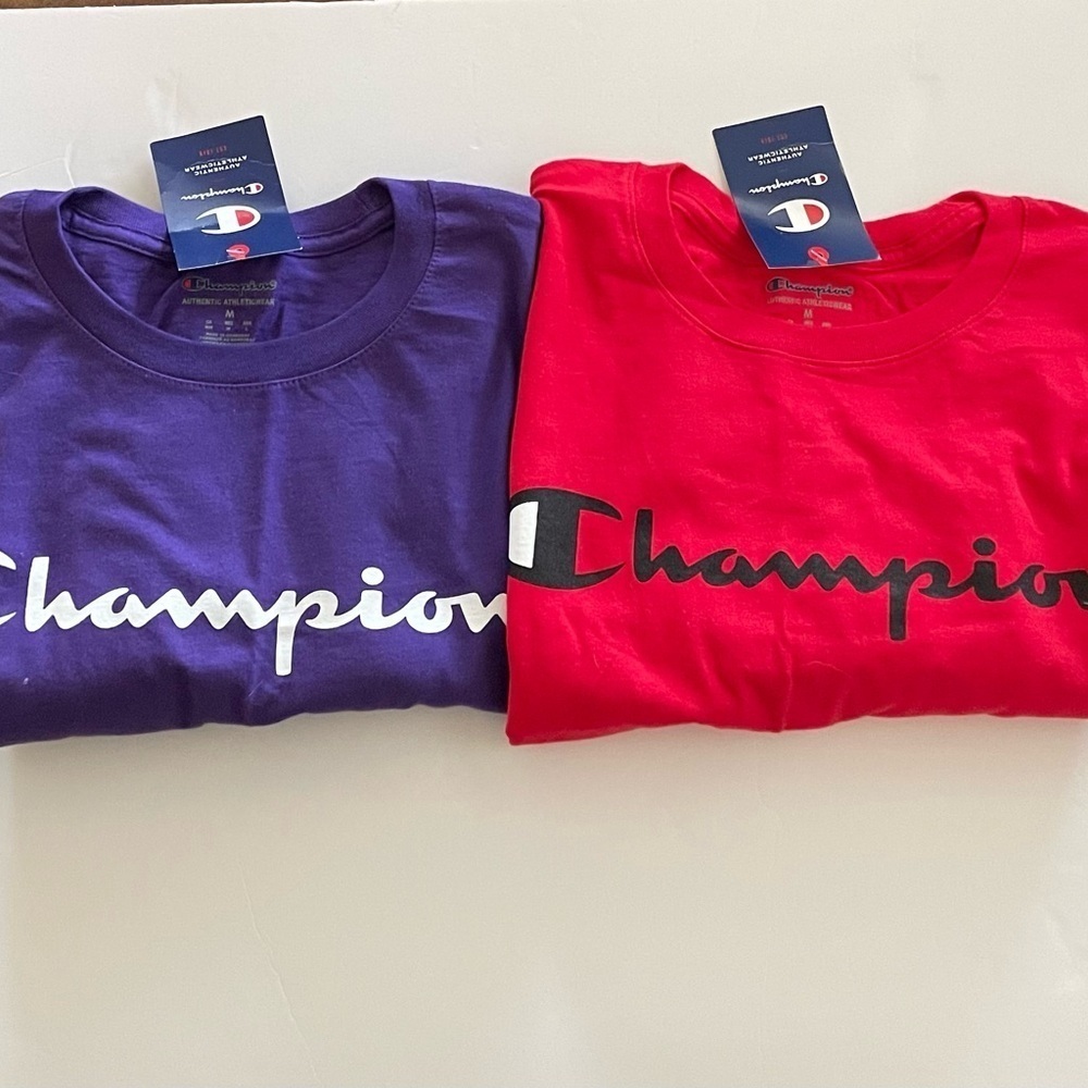 Bundle of Two Champion T-Shirts Short Sleeve Size Medium Unisex Athletic Casual